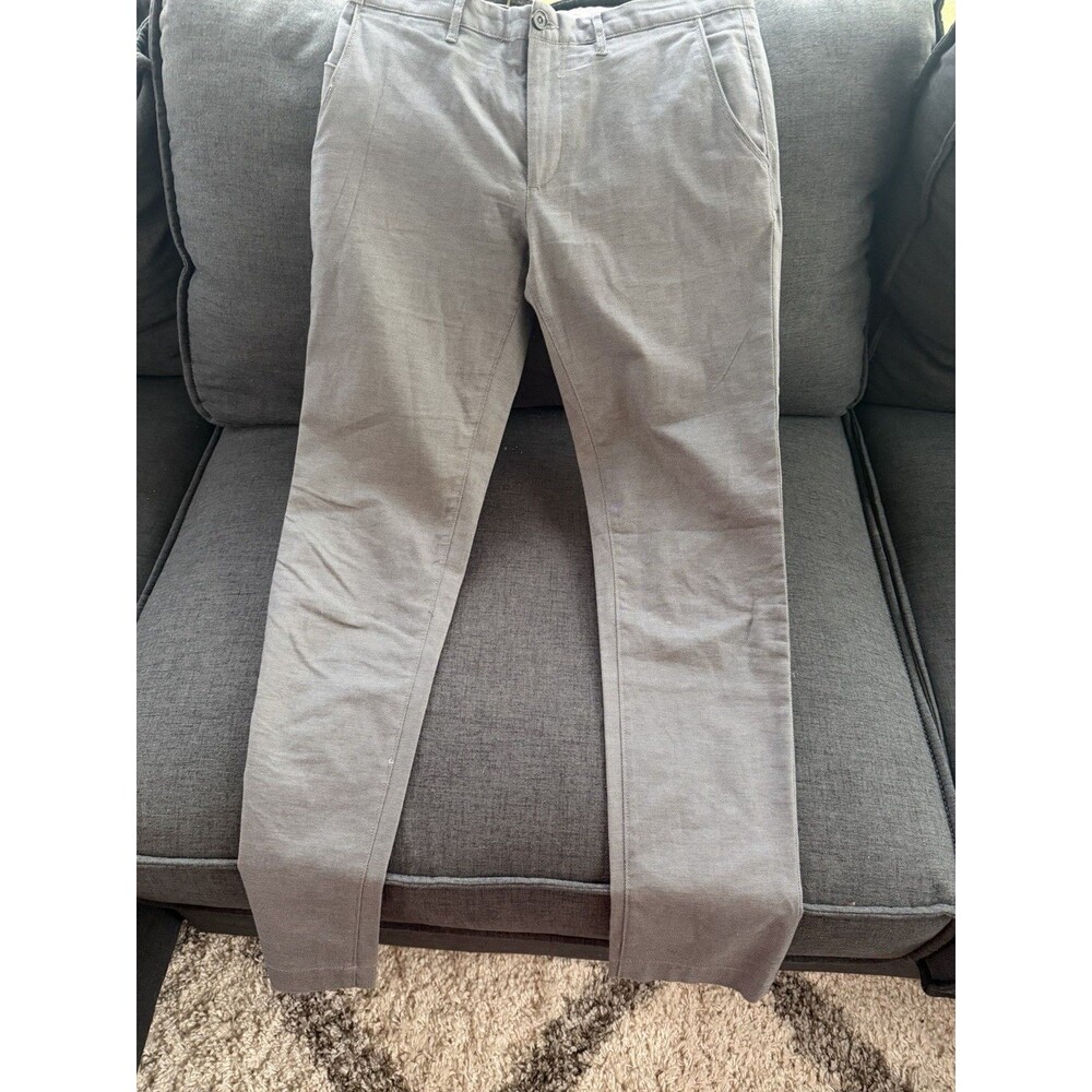 ZARA MAN Gray Flat Front Casual Pants Size 32 Straight Leg Button Zip
